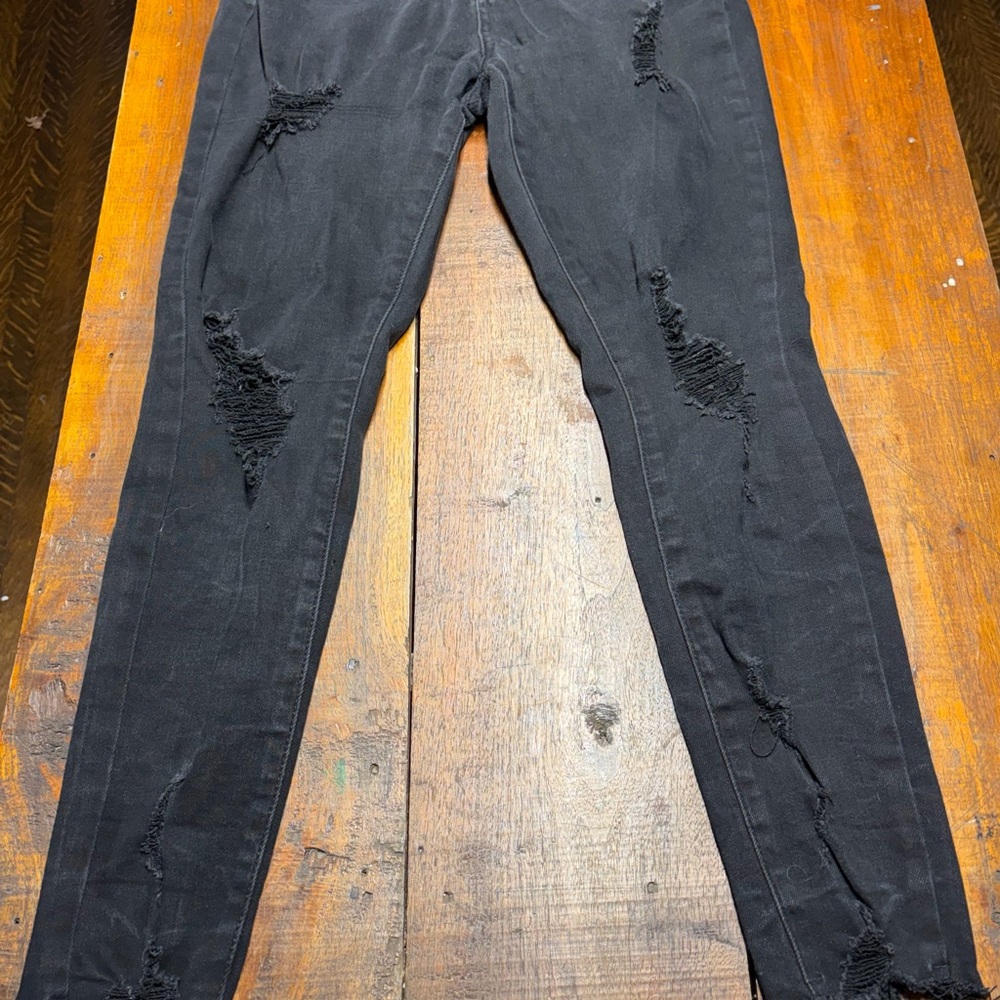 Wax Jean Skinny Jeans Distressed Women's‎ 11/30 Juniors Stretch Black Denim